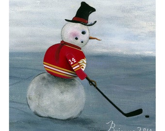 Calgary Flames Theoren (Theo) Fleury Snowman Giclée Archival Print - Paper or Canvas - Number 14 - NHL Hockey Team Player - Various Sizes