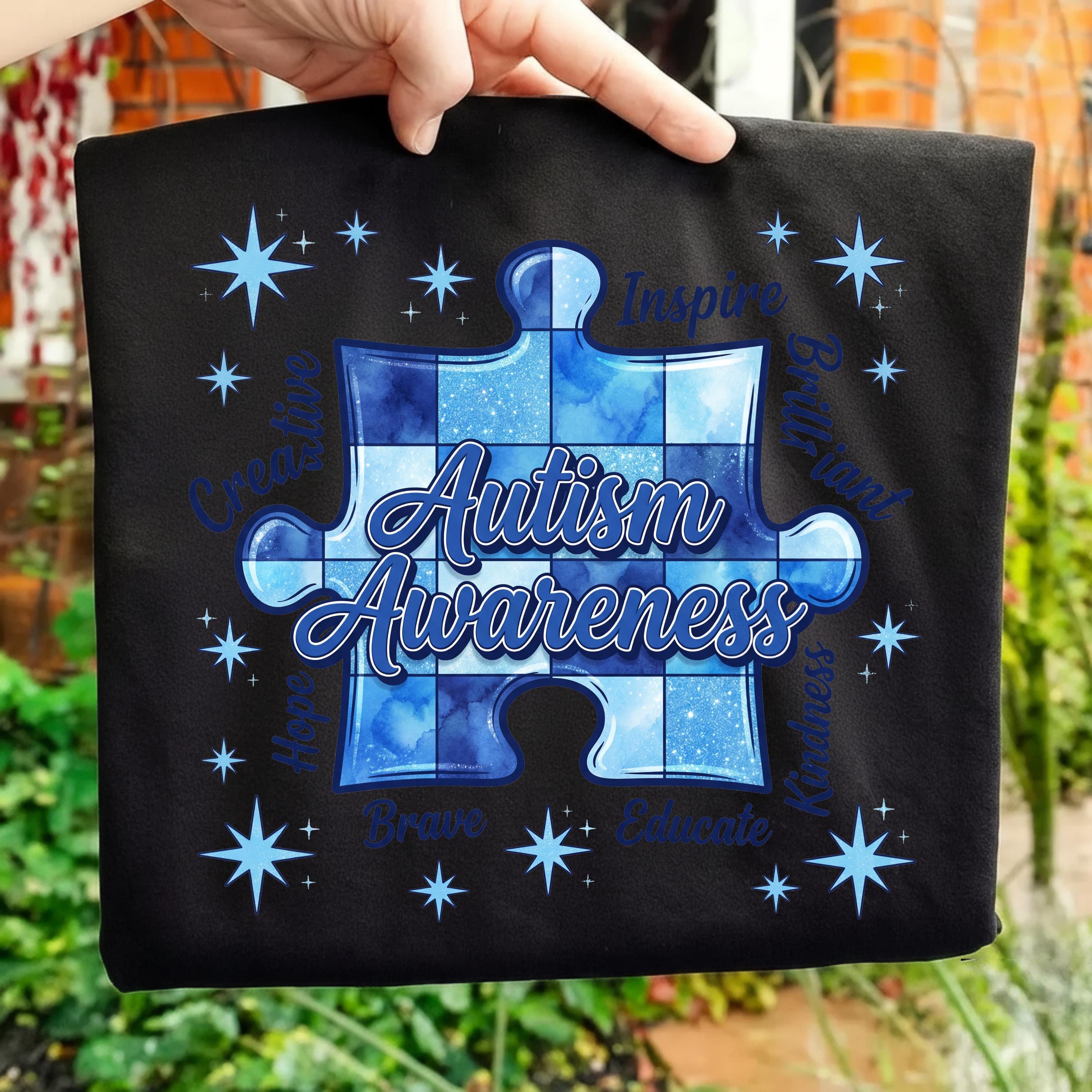 Autism Awareness PNG Puzzle Piece Design Blue Glitter Support PNG ...