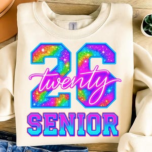 Glitter Senior 2026 PNG: Graduation Sublimation Design (Digital Download