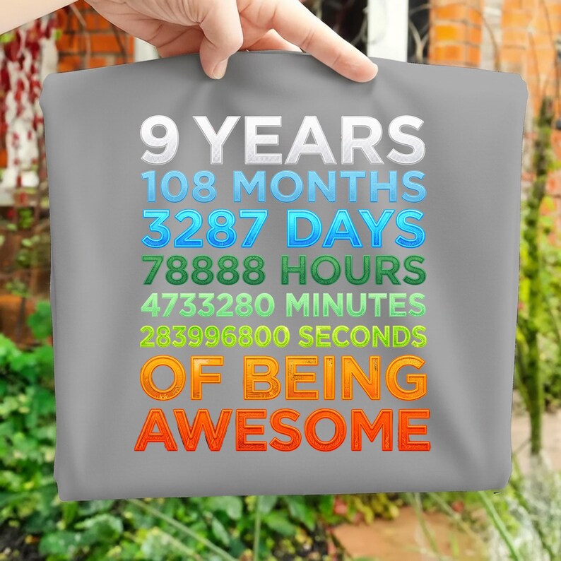 9 Years of Being Awesome PNG 9th Birthday Design Retro Text 9th ...