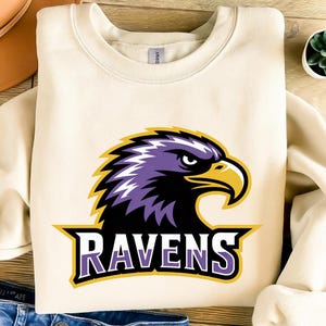 Retro Ravens Mascot PNG: Sublimation Design, Game Day T-Shirt (Digital Download