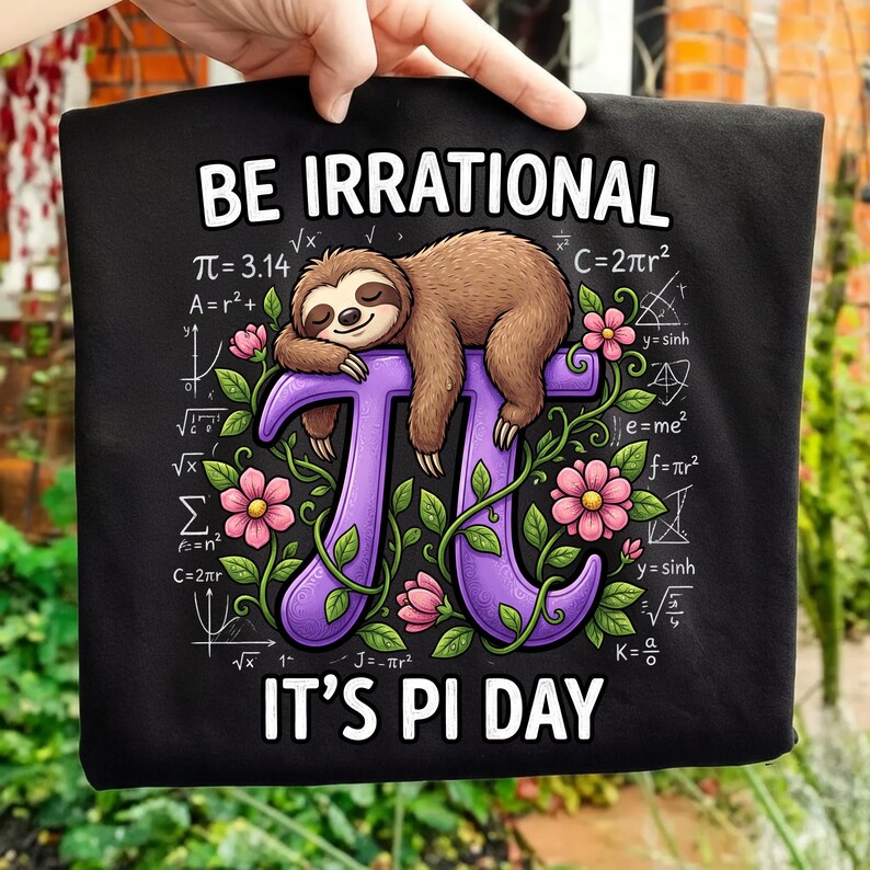 Sloth Math Be Irrational It's Pi Day PNG Cute Sloth Math Design Funny Teacher Gift ...