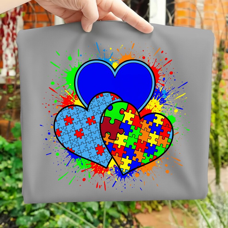 Trendy Autism PNG Puzzle Piece Heart Paint Splash Art Awareness Design ...