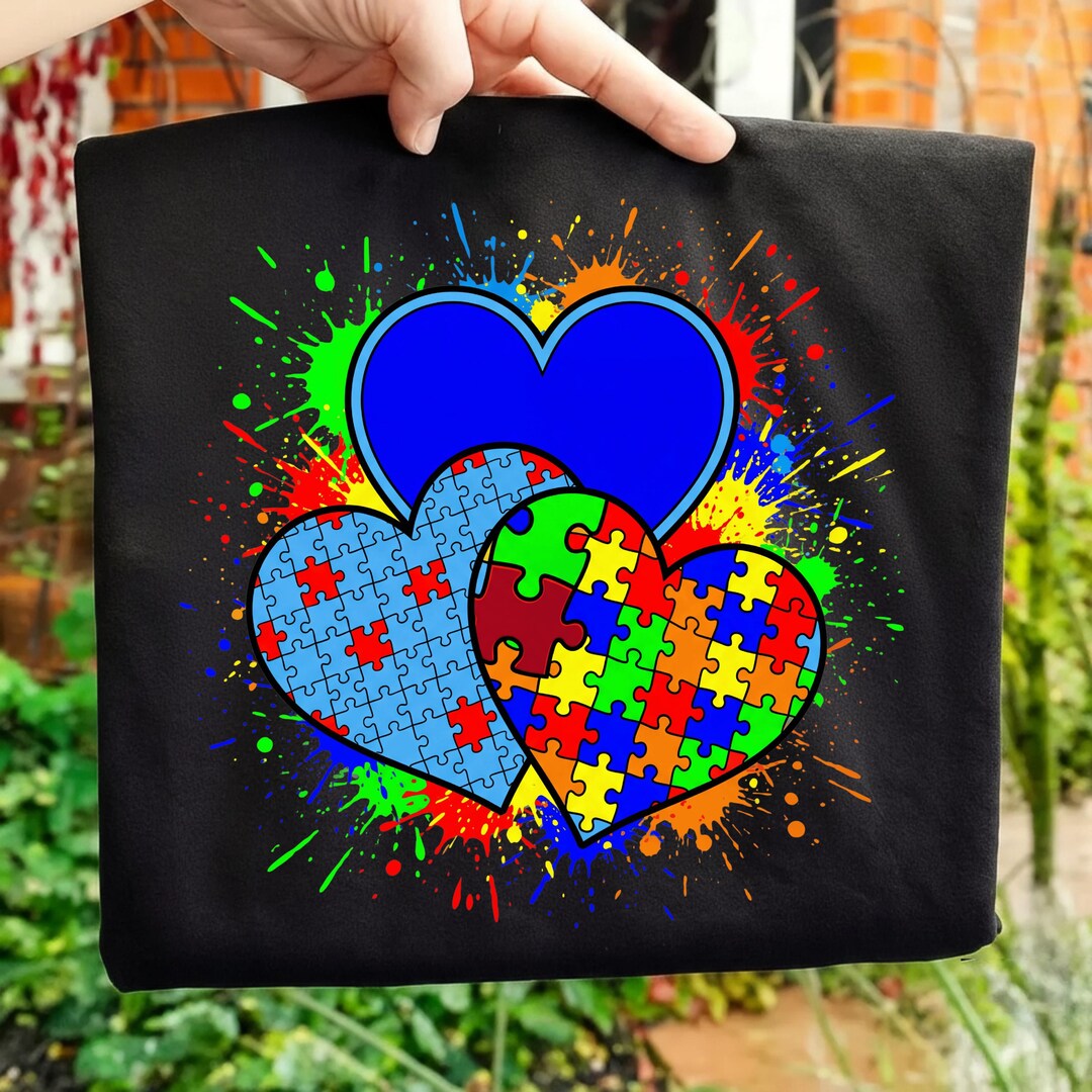Trendy Autism PNG Puzzle Piece Heart Paint Splash Art Awareness Design ...