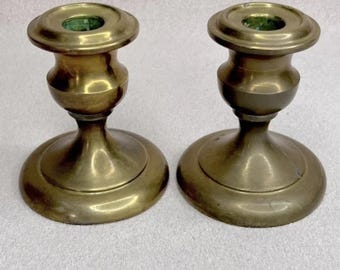 Pair of Vintage Brass Candle Holders Mid-Century Modern