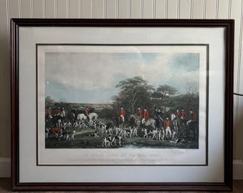 Antique Hand-Colored Engraving of ‘Sir Richard Sutton and The Quorn Hounds’ VTG