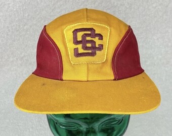 Vintage USC Trojans Embroidered Hat 4 Panel Cap Cardinal & Gold Adult Small