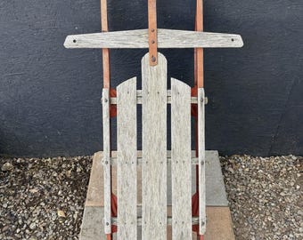 Vintage Flexible Flyer Wooden Slat Red Metal Snow Sled VTG Retro Children’s Toys