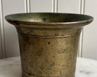 Antique Solid Brass Mortar Bowl Heavy Vintage VTG Traditional Apothecary Country