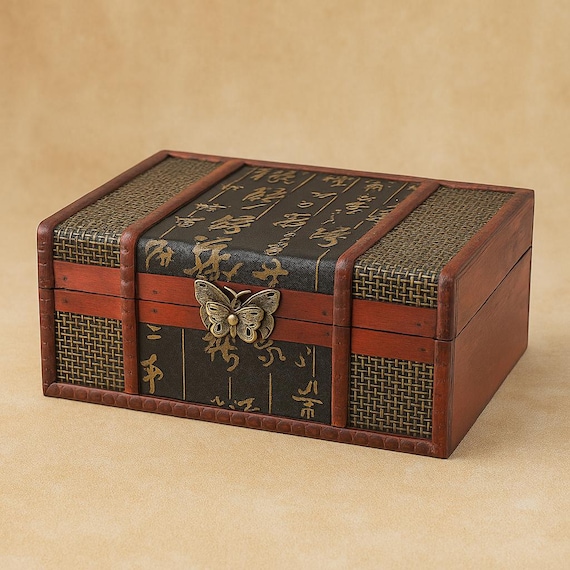 定番人気，100%新品 アンティーク インド 箱 化粧箱 宝箱 蓋付き