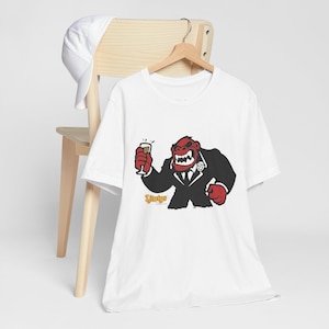 Martini Ape Study #2 Unisex Jersey Short Sleeve Tee, Funny Monkey Shirt, Novelty Animal T-Shirt, Fun Primate Top, Cool Ape Tee