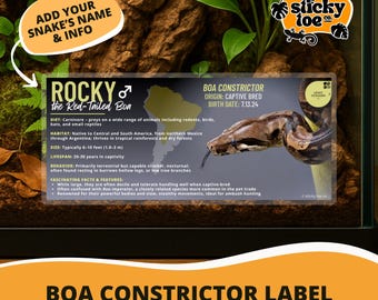 Custom Red-Tailed Boa Label – Laminated Enclosure Tag for Boa constrictor – 3 Customization Options