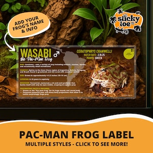 Custom Pac-Man Frog Label – Laminated Enclosure Tag for Ceratophrys cranwelli – Multiple Styles & Customization Options