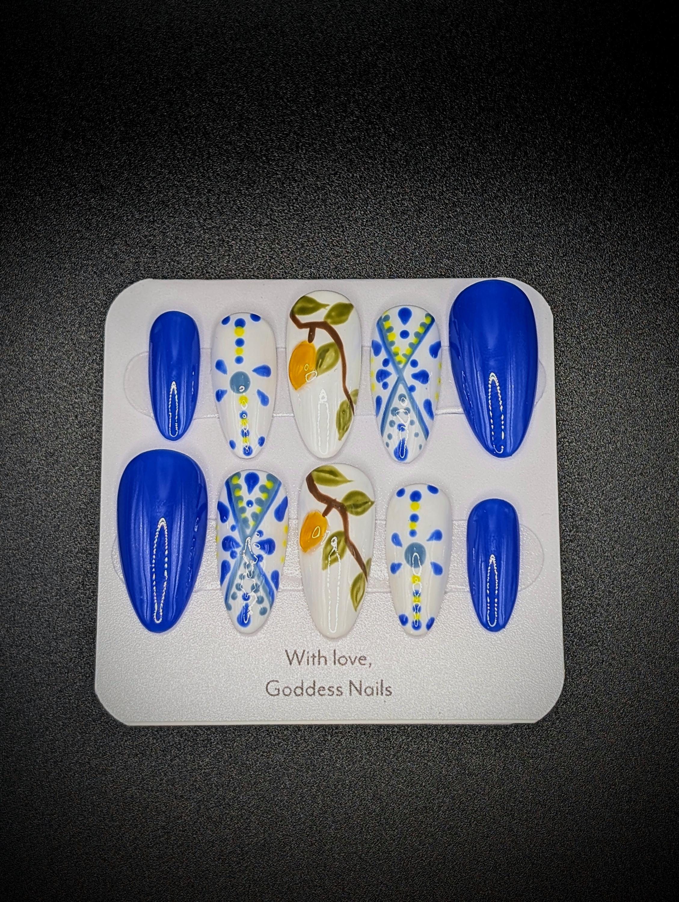 Mediterranean Blue Lemon Nails