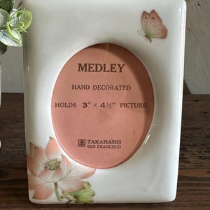 Vintage Takahashi Medley Collection Floral Butterfly Porcelain Picture Frame