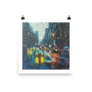 Rainy Night Drive Art Print Poster