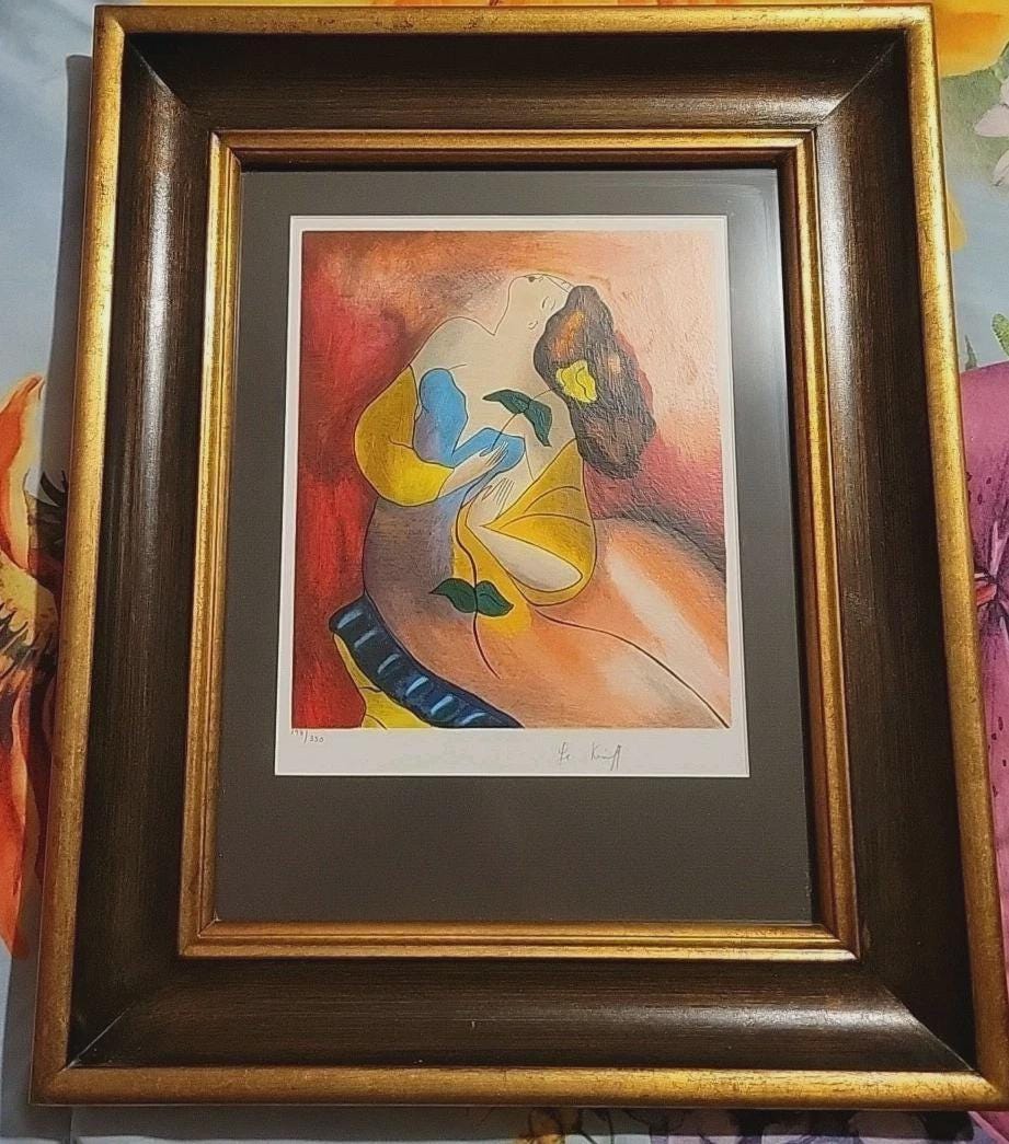 Signed Numbered Framed Serigraph Artist Linda Le Kinff with letter of authenticity Martialle II