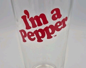 Vaso vintage Libbey Dr Pepper "I'm a Pepper" de 6 pulgadas. Un clásico de colección.