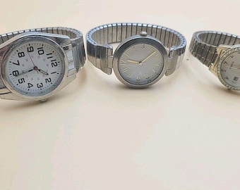 Lot of 3 Vintage Watches Made In Japan UNTESTED Stretch Band