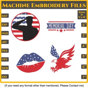 4th of July Embroidery Bundle – Patriotic USA Machine Designs for Independence Day Decor & Apparel, 6 Sizes, 8 Formats
