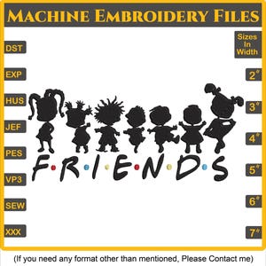 Cartoon Baby Friends Embroidery Design – Cute Machine File Inspired by 90s Characters for Hoops & Patches, 6 Sizes, 8 Formats