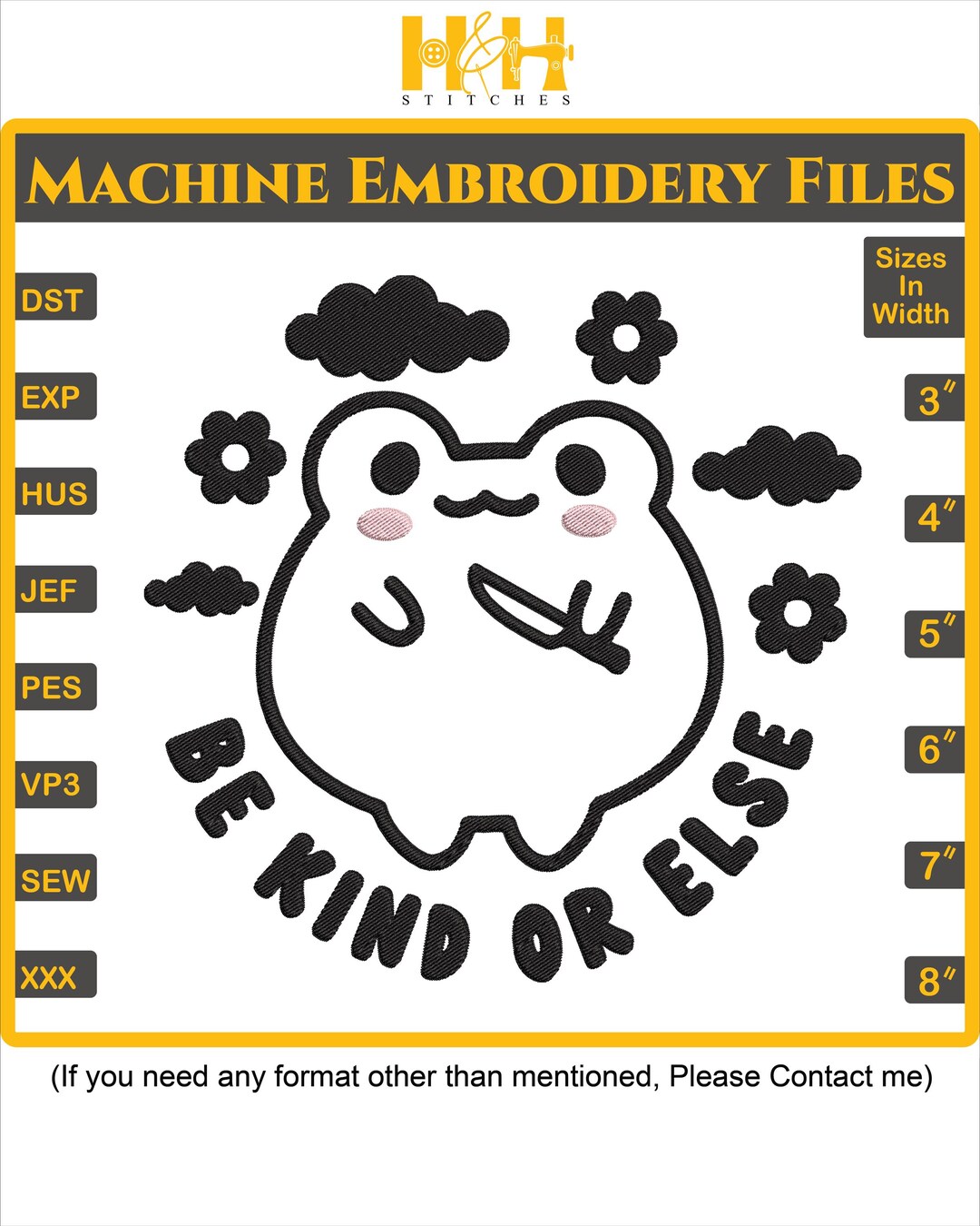 Be Kind or Else Frog Embroidery Design – Funny Frog With Knife Machine ...