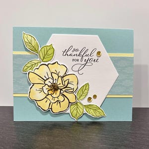 So danke für Dich Karte, Stampin Up Karte, Gelbe Wildrose, Dankeskarte, Hellblau und Gelb, innen leer
