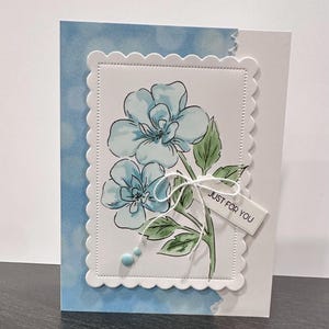 Solo per te, caro amico, biglietto d'auguri, per lei, per qualsiasi occasione, semplicemente perché, pensando a te, floreale, Stampin Up, azzurro e bianco,