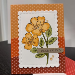 Caro amico, Biglietto d'auguri, Semplicemente perché, Pensando a te, Floreale, Giallo e arancione, Biglietto primavera/estate, Stampin Up, Interno vuoto