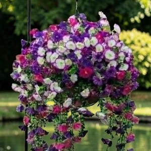 Artificial Hanging Basket, UV-Resistant Faux Flowers, Outdoor Porch Planter, Patio Decor