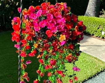 Luxury Artificial Hanging Basket, Caribbean Cocktail Color, Hanging Planter, Porch & Patio Decor, Outdoor Decor