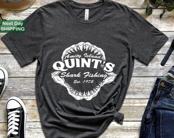 Amity Island Quint's Shark Fishing Est. 1975 Shirt, Jaws Movie Shirt, Quints Shark Fishing, Amity Island Swim Team Shirt