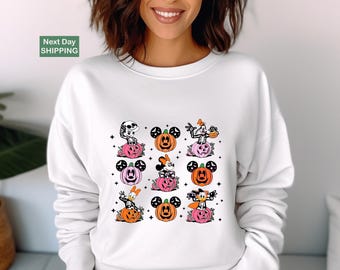 Mickey and Friends Skeleton Pumpkin Disney Halloween Sweatshirt, Mickey's Not So Scary Halloween Party 2024, Disney Halloween Pumpkins Shirt