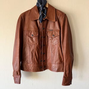 Vintage Leather Trucker Jacket 38 Brown Cafe Racer Mr. Pooh San Francisco USA
