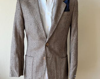 Vintage Japanische Japanische Japanische Seide 36 Jacke Slub Tweed Hahnentritt