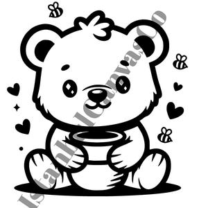 Bear Honey Pot SVG Clipart | Kawaii Bee (Digital Download - svg, png, jpg, pdf)