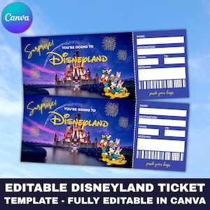 Disneyland Paris Gutschein - zum Ausdrucken, Disney Ticket, Disney Reisekarte, Geschenkgutschein Kurzurlaub, Disneyland Überraschungskarte, personalisierbar