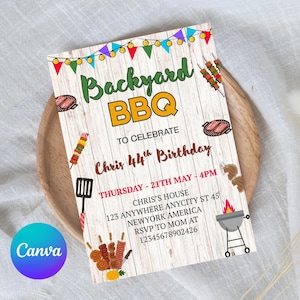 BBQ Chill and Grill Birthday Invitation, Animated BBQ Party Invite, Digital Birthday Invite Any Age, Editable Digital BBQ Invitation BBQ52