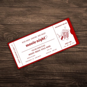 Editable Movie Ticket Invitation, Movie Party Birthday Invitation, Movie Night Invite, Cinema Birthday Invite, Any Age, Instant Download