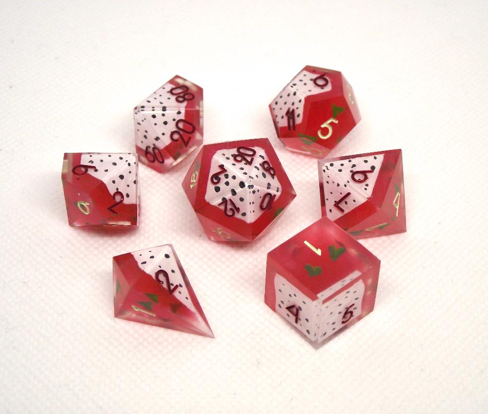 Dragonfruit 7 Piece Handmade DnD Dice Set