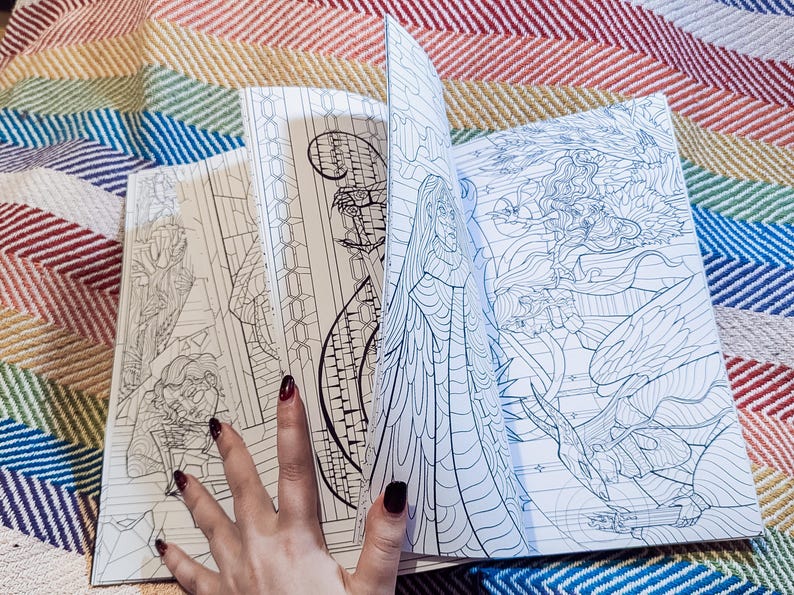 Fantasymålarbok för vuxna A4 • 40 originalillustrationer • Tjockt 200gsm papper bild 5