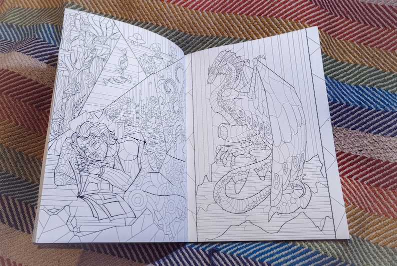 Fantasymålarbok för vuxna A4 • 40 originalillustrationer • Tjockt 200gsm papper bild 4