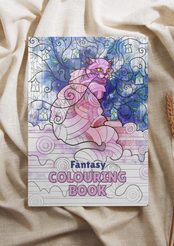 Fantasy Colouring Book for adults A4 • 40 Original Illustrations • Thick 200gsm Paper