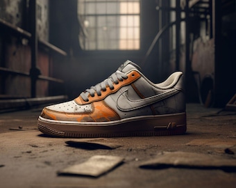 Nike Air Force 1 Custom Sneakers | Dystopian | Orange