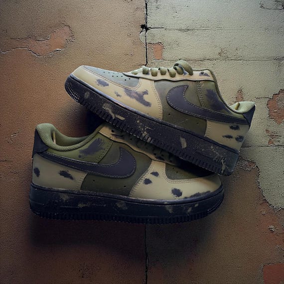 Nike Green Camouflage Sneakers with Black Swoosh Nike Air Max 1  main image 3