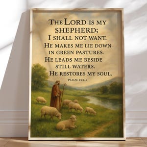 Psalm 23 Vintage Bible Verse Print: Christian Home Decor (Digital Download