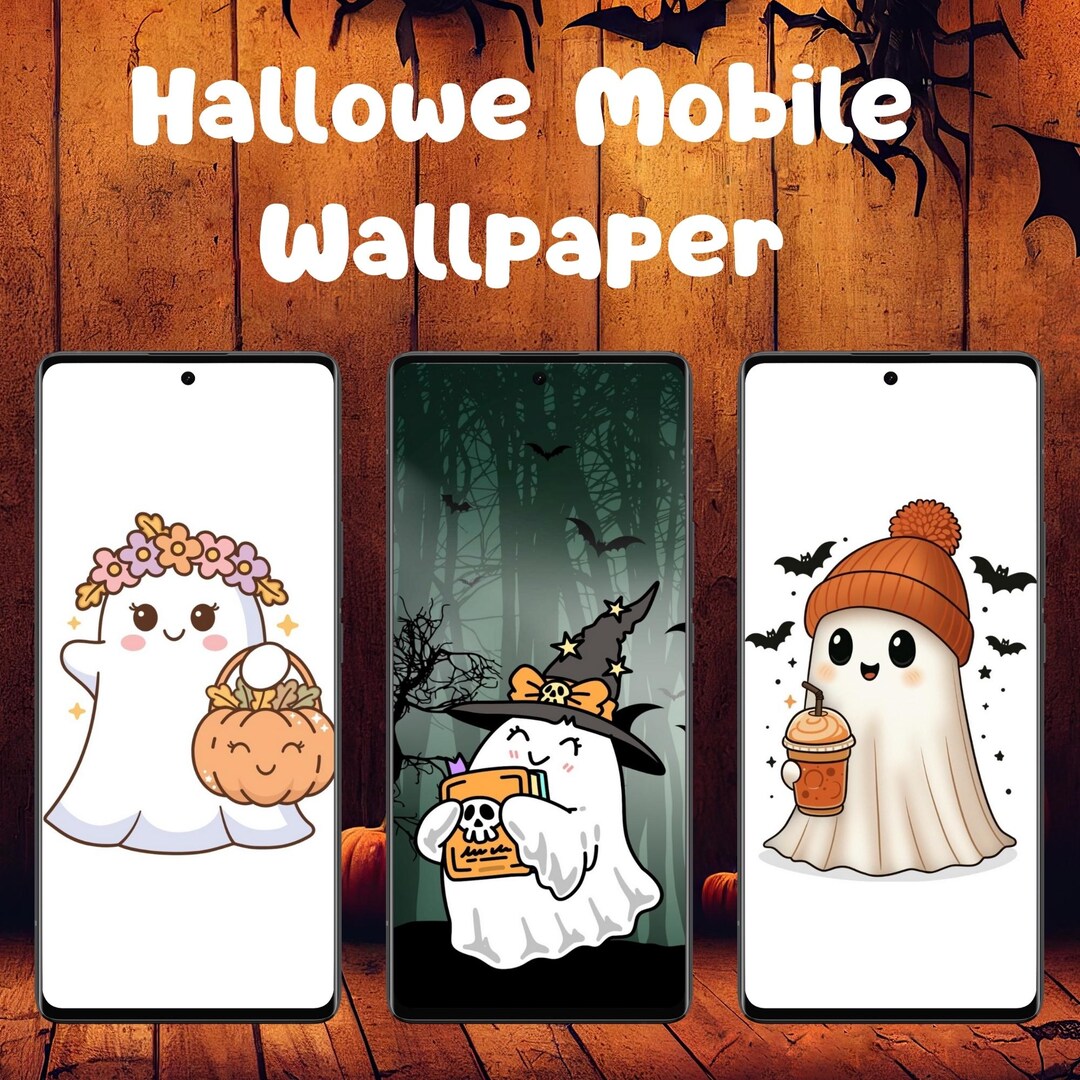 Halloween Mobile Wallpaper-cute Halloween Ghosts Phone-mobile Wallpaper