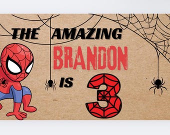 Fondo De Cumpleaños De Spiderman: Banner Con Nombre