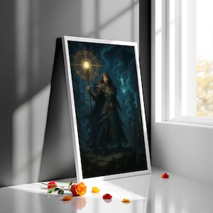 DnD Sorceress Wall Art | Fantasy Witch Print | Gothic Female Character Poster