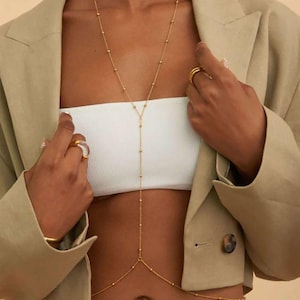 Minimalist Elegant Fashion Pearl Chain Necklace Body Chain Jewelry For Women Beach Style minimalist body chain beach body chain Belt Jewelry